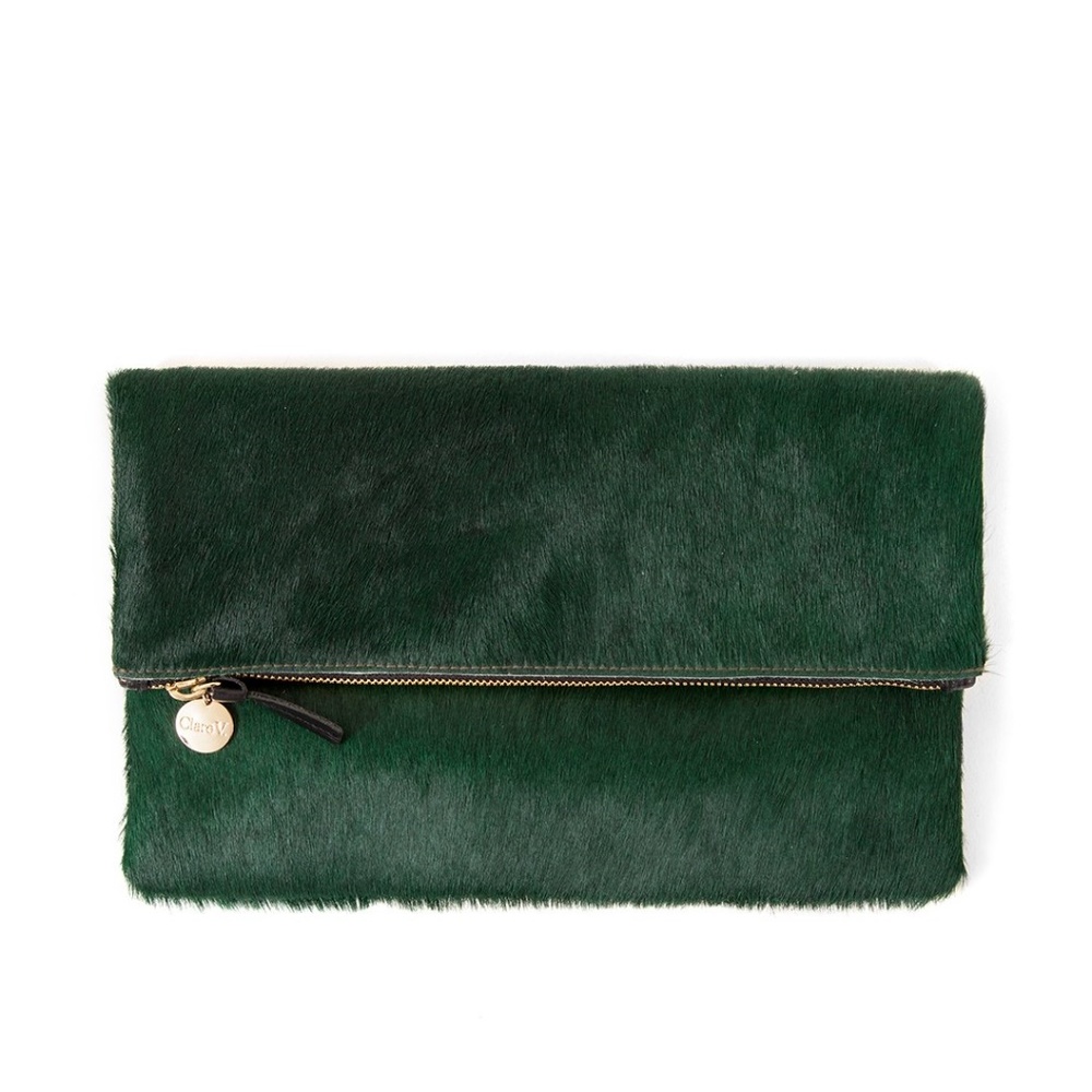 Clare V foldover clutch bottle green